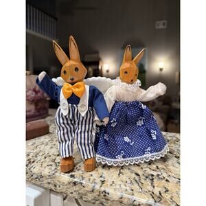 Lotte Sievers Hahn Doll Vintage Bunny Rabbit Wood Carved Germany Father & Mother